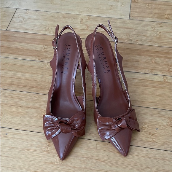 Journee Collection Shoes - Journee Collection Women Brown Pointed Slingback Heels 4” Pointy Heels Size 7.5
